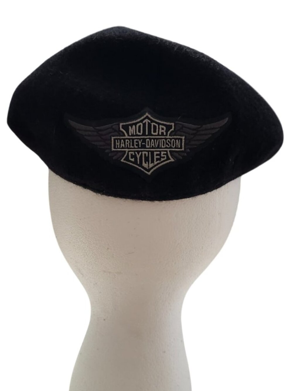 Vintage Harley Davidson Clothes Cabbie Hat Cap Newsboy Wool Embroidered Black SM